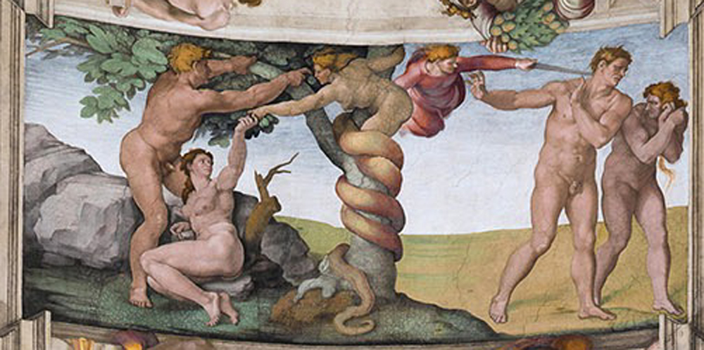 Adam, Eve, and the Serpent: Sistine Chapel Detail
